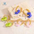SUMMLY Trend Wholesale Creative Design Stained Glass Flower Charm 18K Gold Plated Stainless Steel Earrings Fashion Jewelry