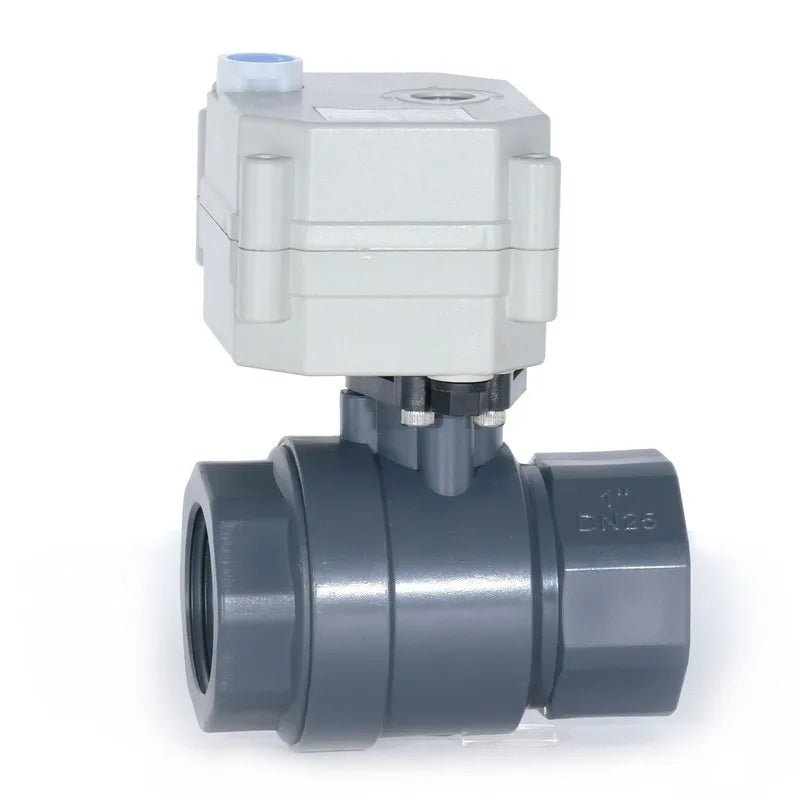 1'' DN25 UPVC Motor Controlled Ball Valve 9-24VAC/DC or 110-230VAC Auto Return Failsafe With Manual Override 10Bar