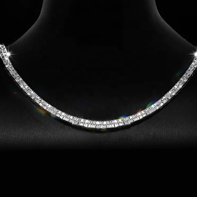 Factory Wholesale Lab Grown Cultivated CVD Artificial Baguette Cut VS VVS Melee Loose Created Diamond Full Iced Out Necklace