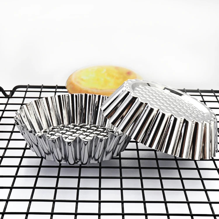 Hot Sale Stainless Steel Cupcake Egg Tart Mold Mini Tart Tins Reusable Dessert Cake Tools