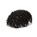 Mens Toupee Kinky Curly PU Hair Replacement With Soft Skin Hairpiece for Men 100% Remy Human Hair Color 1B