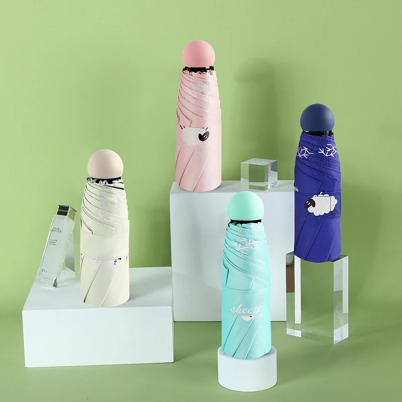 Five Fold Umbrella Eight Bone Capsule Glasses Box Umbrella Ultra Light Mini Sunscreen Pocket Umbrella Custom logo