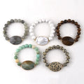 Fashion Handmade Bracelets10mm Beautiful Natural Stone Amazonite Tiger Eye Bead Bracelet Faced Oval Stone Charm Bracelet Bangle