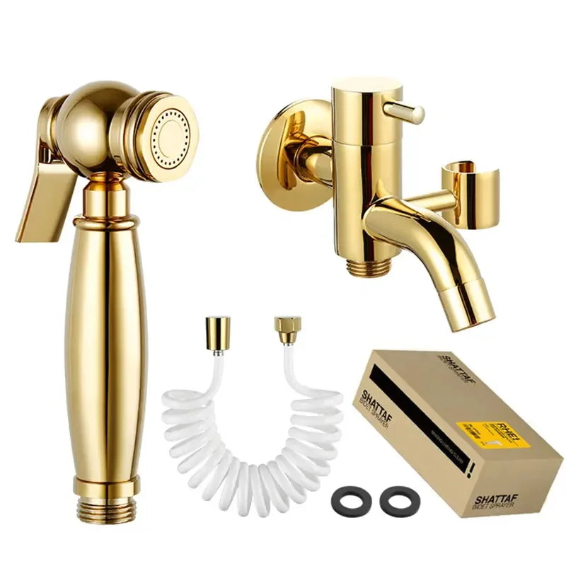 Hot-selling Shattaf Stainless Steel Portable Eco-Friendly Bidet Sprayer Angle Valve Attachment Bathroom Wall Bracket Hose Set