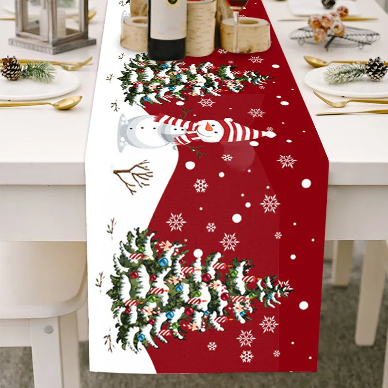 33*178CM Christmas Table Runner Truck with Christmas Trees Home Decor for Kitchen Dining Holiday Party Dinner Table Runner