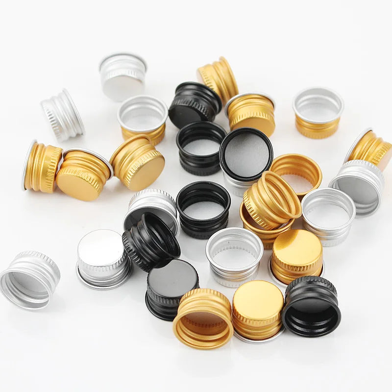 18/410 20/410 24/410 28/410 Silver Gold Black Aluminum Screw Cap Lids for Cosmetic Bottles Metal Bottle Closures