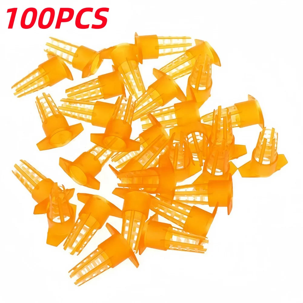 100PCS QUEEN CELL COVER Yellow Open Queen Cage Queen Bee Protect Tool Beekeeping Equipment