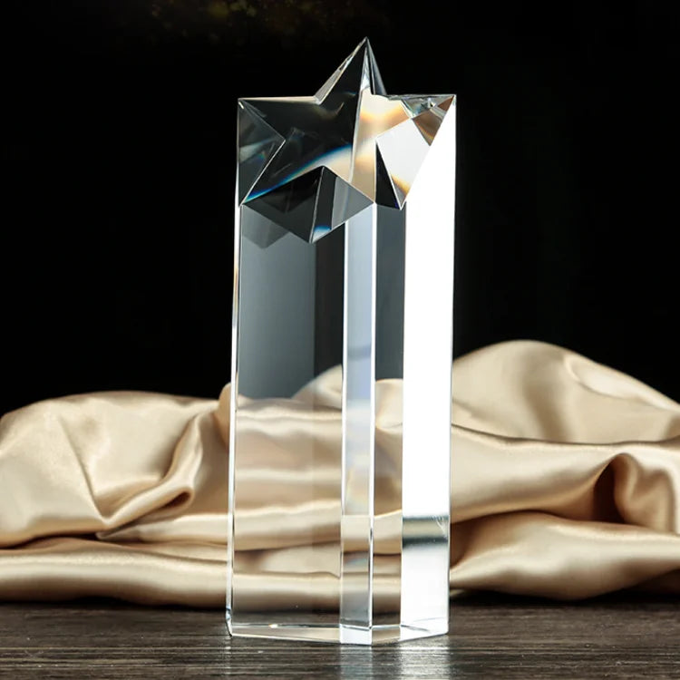 Guangzhou Wholesale K9 Blank Crystal Star Trophy Custom Award Laser 3d logo Crystal Glass Awards