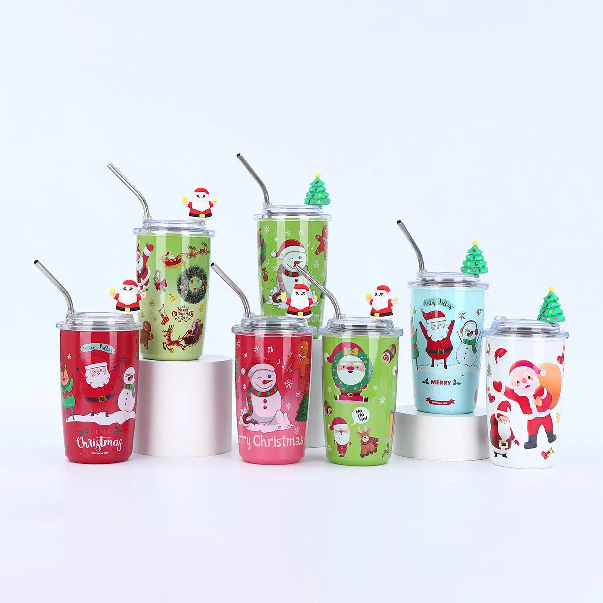 Multicolor Christmas Designs 16oz Travel Mug Stainless Steel Vacuum Insulated Double Wall Custom logo Tumbler With Leakproof Lid