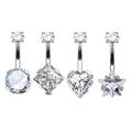 2022 the Latest Design Round Star Square Heart CZ Prong Set Titanium 16G Belly Button Navel Ring Hot Wholesale