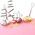 Japanese Cute Lucky Double Cat Bell Car Keys Bag Key Chains Water Sound Bell Pendent Charm for Phone Pendant