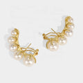 French Personalized Vintage Claw Clasp Brass Plated 18K Real Gold Set Pearl Earrings Custom Jewelry