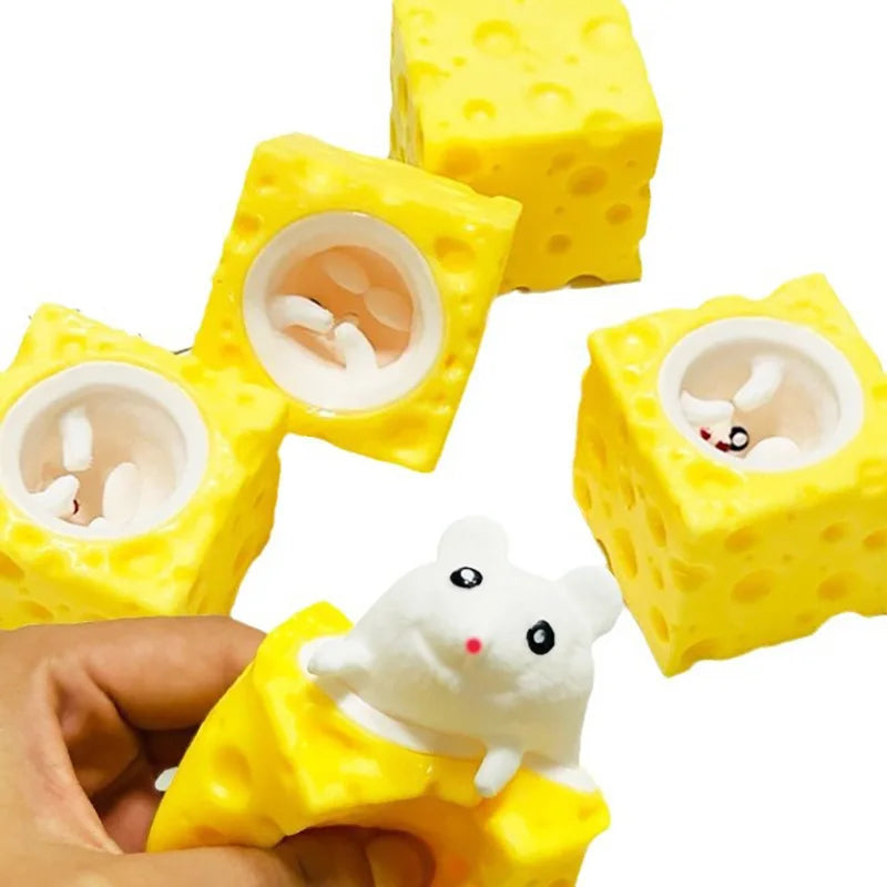 Anxiety Relief Funny Mouse Cheese Block Squeeze Anti-Stress Vent Toy