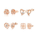 Merryshine Rose Gold Plated 925 Sterling Silver Hollow love Heart Zirconia Earrings