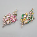 Jachon 2024 Rose Flower High Quality Brooch Pin Crystal Zircon Leaves Shaped Beautiful Clothing Accessories