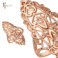 FJ Fallon Fashion Jewelry Great Filigree Rings Plated in Rose Gold Brass Based