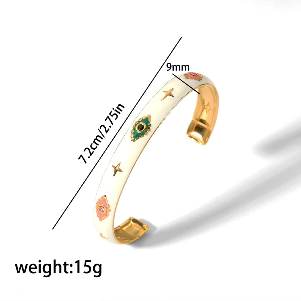 Fashion Vintage Stainless Steel Enamel Cuff Fancy Bangles for Women