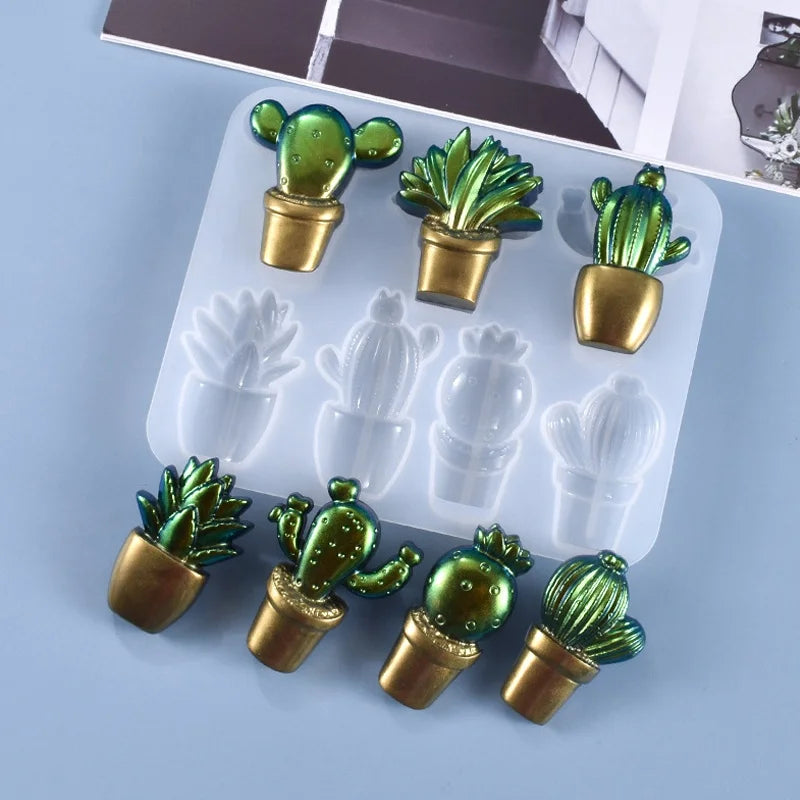 3D Cactus Silicone Pendant Mold Succulent Plants Mold for Epoxy Resin
