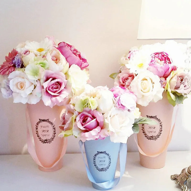 Hot Sale Flower Bucket Ice Cream Shape Portable Paper Flower Bouquet Box for Flower Packaging