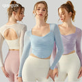Knit Solid Color Split Belly Thread Sports One Cup Yoga Long Sleeve Running Fitness Yoga Jacket
