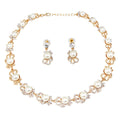 2024 New Gold-Plated Fish-Shaped Diamond & Pearl Fashion Cubic Zirconia Necklace & Earrings Jewelry Set for Women for Weddings