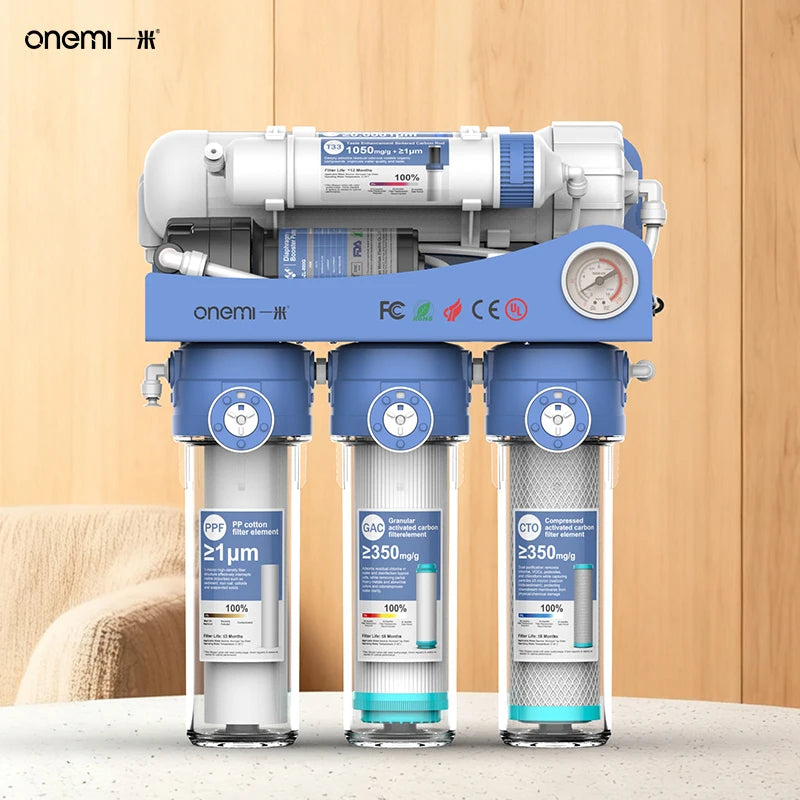 OEM 600GPD 5-Stage Tankless RO Water Filter Self-Cleaning Transparent Housing Ice Maker Water Cooler System for Kitchen