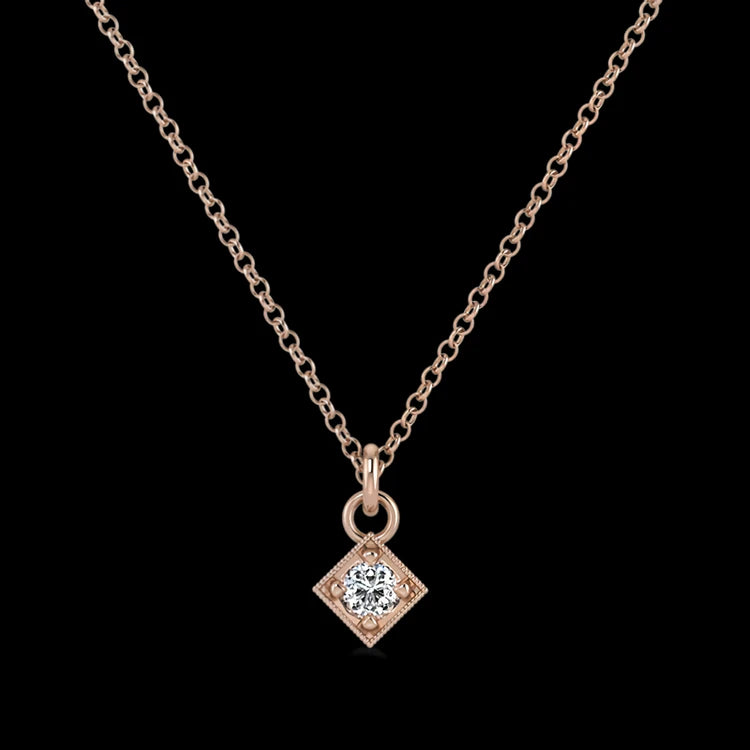 Lab Grown Round Cz Necklace Square Shape Necklace Tiny Cz Necklace
