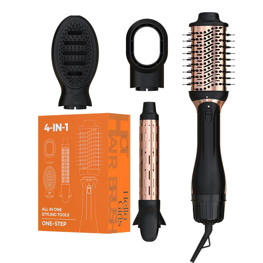 4 in 1 Hair Dryer Curler Hairdryer Kit Multi Styler Hair Tools Curly Negative Ion Hot Cold Blow Dryer 4 Mode Straightener Brush