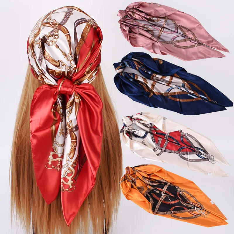 2026 New Wind Flower Large square Fashion Plain Printing High Quality Digital Printing Silk Scarf Scarfs for Women Stylish