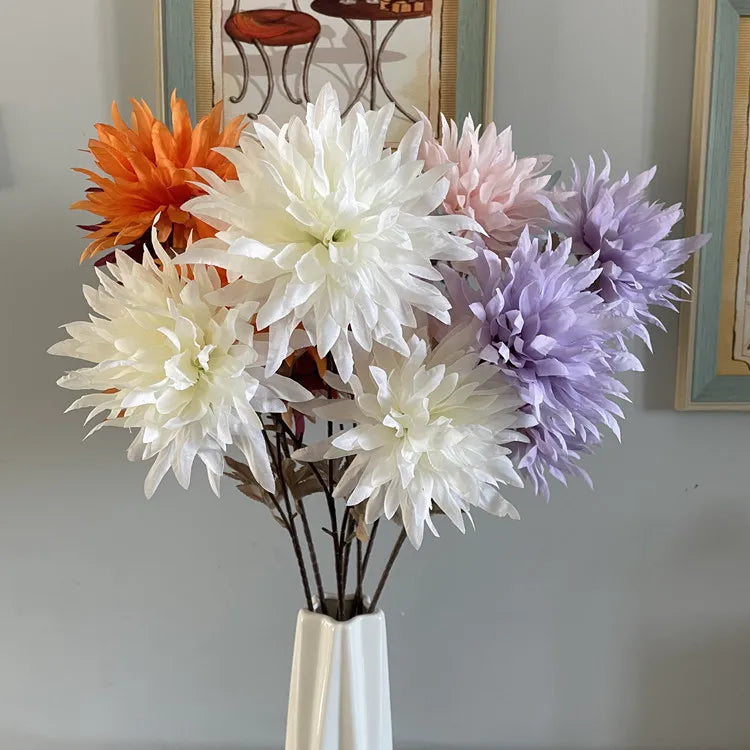 New Modern Style 3-Head Flame Chrysanthemum Ball Multicolor Artificial Wedding Graduation Easter Mother's Day Decoration Flowers