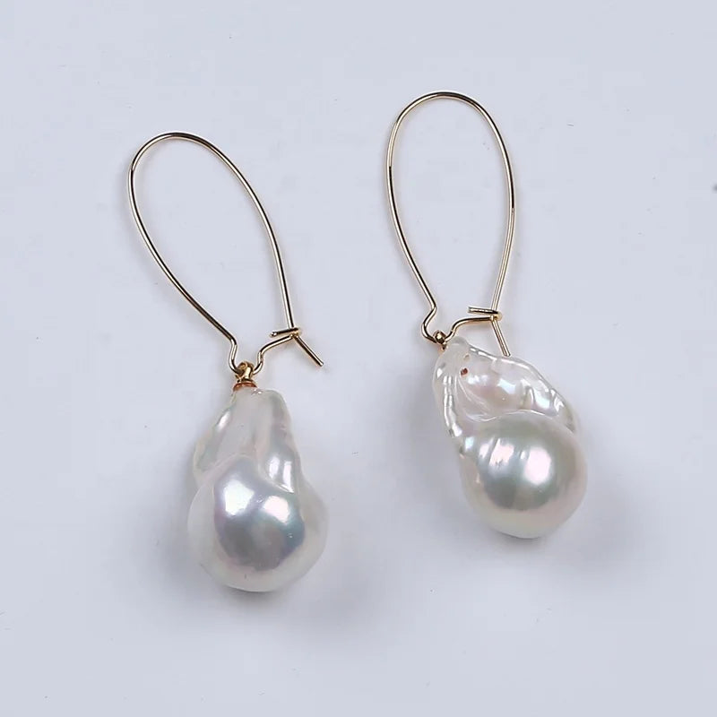 17-18mm Large Baroque Irregular Shape Natural Freshwater Pearl Earrings