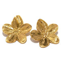 Exquisite Stainless Steel Metal Plant Charm Earrings Chic Fashion Texture Flower 18K Gold Stud Earrings for Women