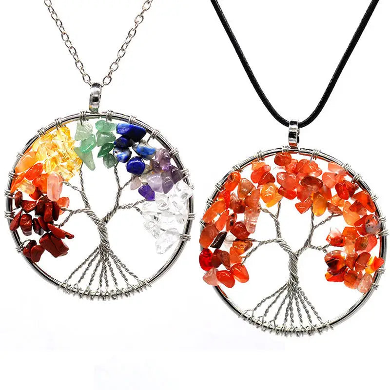 Wholesale Natural Stone Seven Chakras Reiki Necklace Chakra Healing Crystal Pendant Necklace Energy Jewelry for Daily Wear