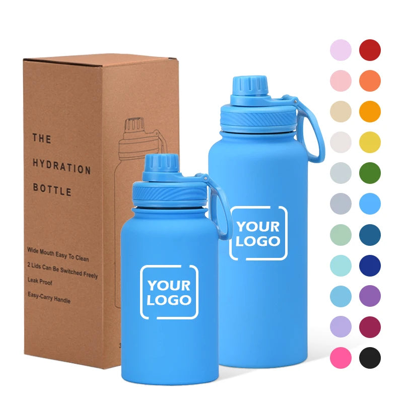 Customized 32oz Stainless Steel 1000ml Wide Mout Vacuum Flask Gym Sport Bicycle Double Wall 1L Reusable Insulated Water Bottle