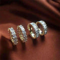 High End AAA Zircon Pave Rings 18k Gold Plated baguette Ring Stainless Steel Jewelry for Women
