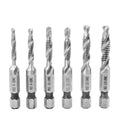 6pcs HSS Spiral Hex Shank Tapping Screw Bit Set 6-32NC 8-32NC 10-24NC 10-32NC Combination Drill Bit Set