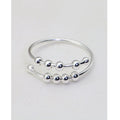 S925 Sterling Silver Solid Spinner Ring Silver Adjustable Finger Anti Anxiety Ring With Beads for Women Stress Relief Jewelry