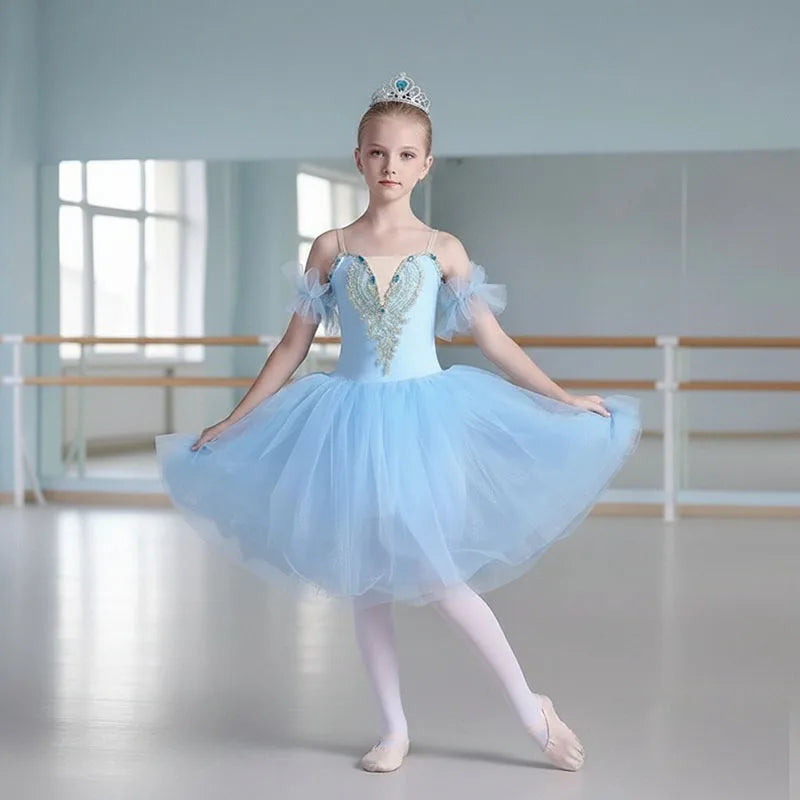 Girls New Ballet Skirt Sequins Professional Ballet Tutu Long Dress Performance Dance Costumes Ballerine Femme Women Ballet Wear