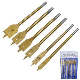 6Pcs/Set Titanium Coated Hex Shank Spade Drill Bit Flat Boring Bit Wood Drill Bit Hole Saw Power Tool Paddle Brocas Para Madera