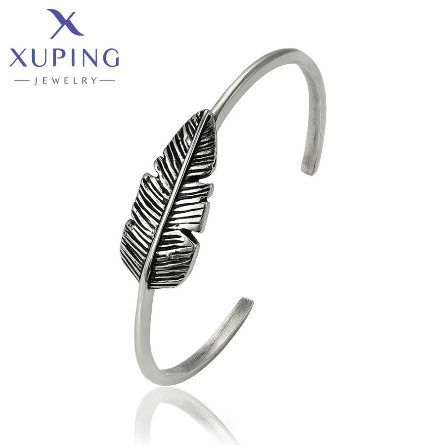 52043 XUPING New Design Hot Product Fashion Cuff Bracelet Black Gun Color Stainless Steel Elegant and Stylish Jewelry Bangles