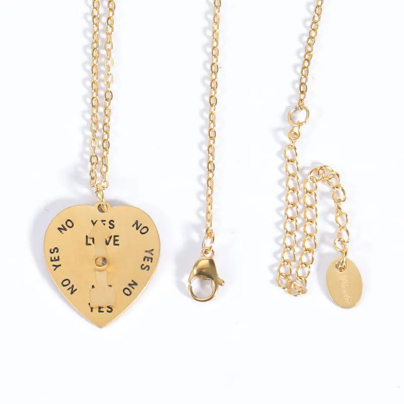 Creative Design Rotatable Needle Stainless Steel Ladies Gold Plated Heart Shape Clock Pendant Necklace