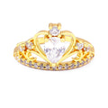 QIKU Fashion Jewelry European American Princess Crown Ring Copper Cubic Zircon Diamond Wedding Engagement Women Gift Wholesale