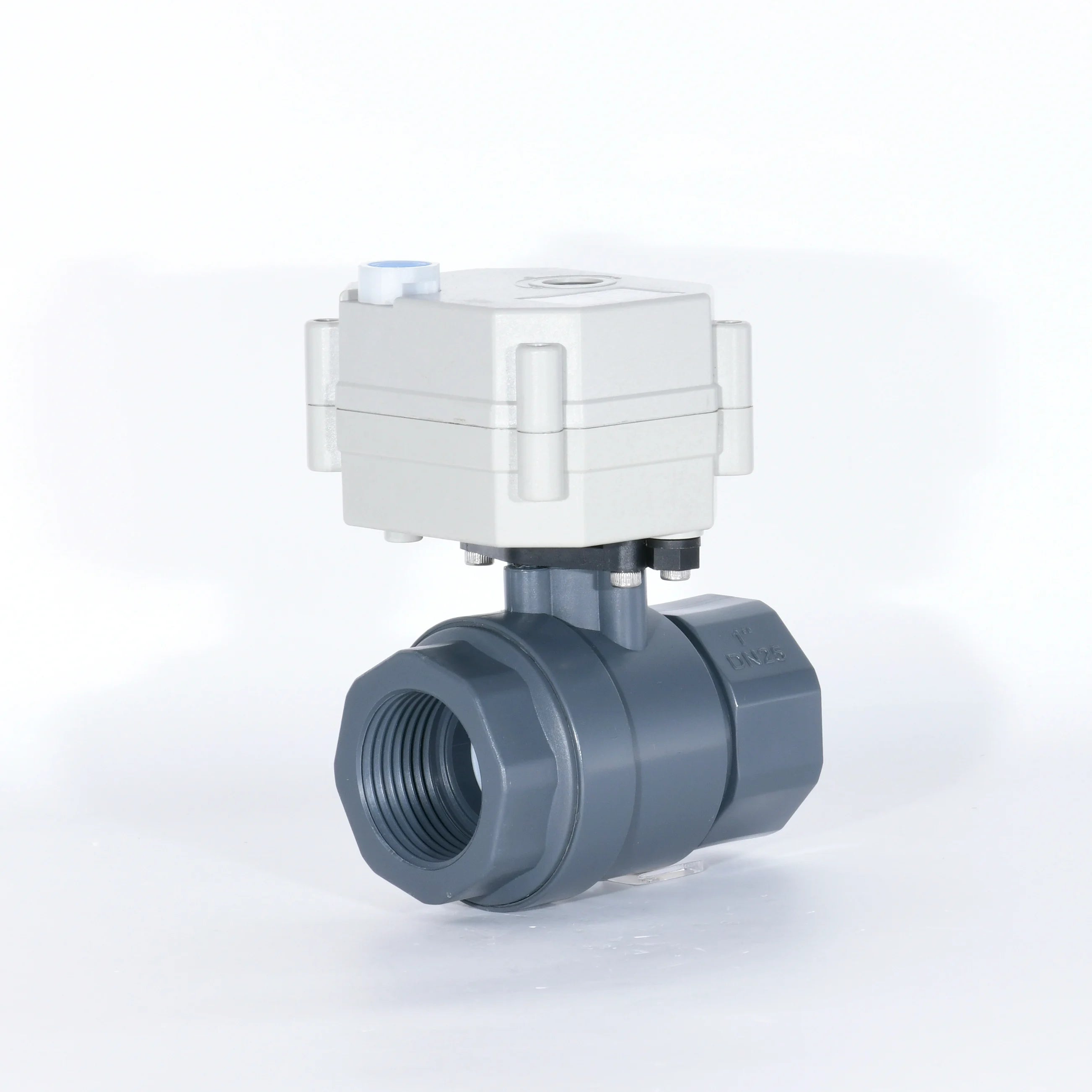 TONHE 24v 12v 1" BSP 2 Way DN25 Normally Open Mini Electric Plastic Valve Motorized PVC Ball Valve