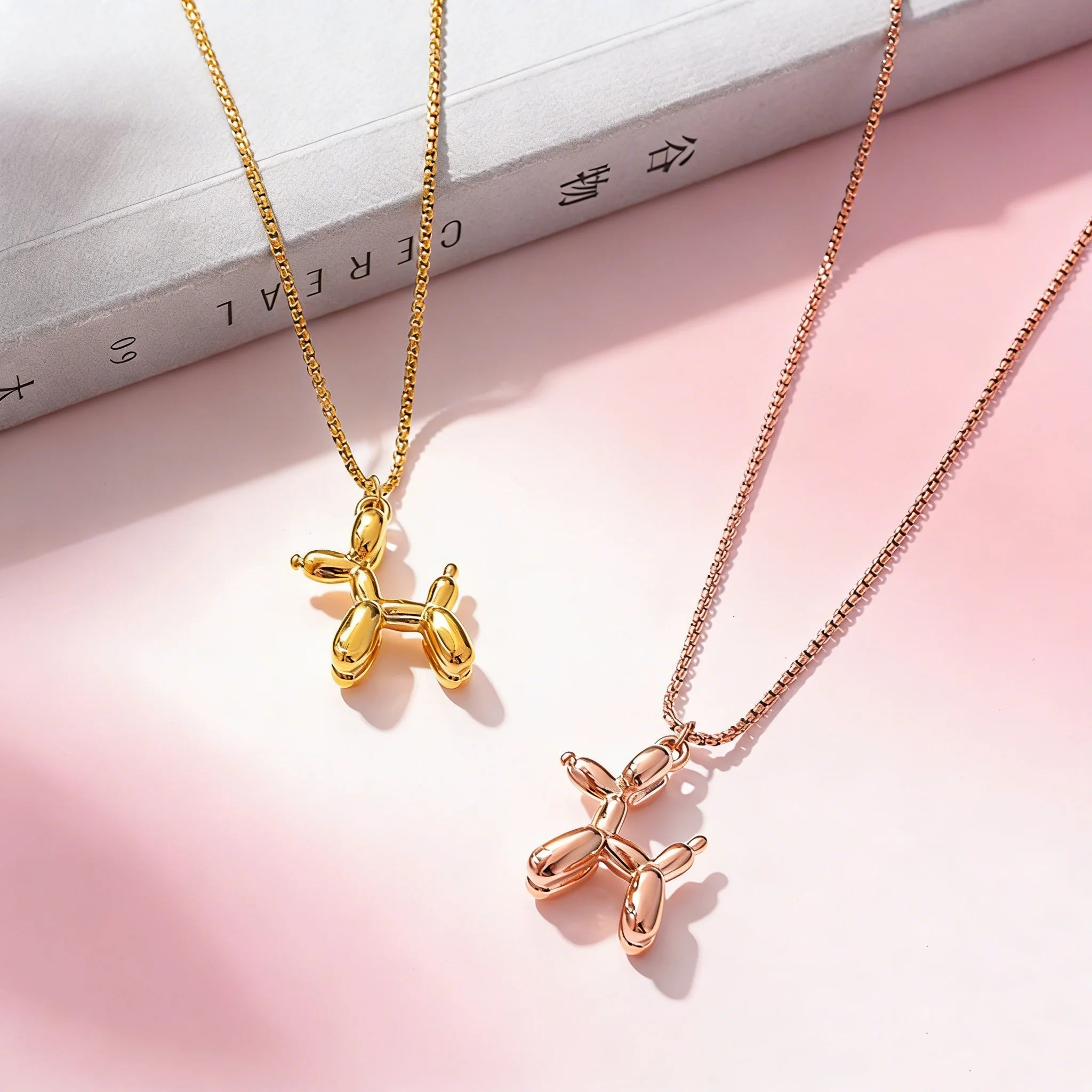 Hip Hop Style Non Tarnish Silver 18K Gold Plated Stainless Steel Balloon Dog Necklace Jewelry for Women Men