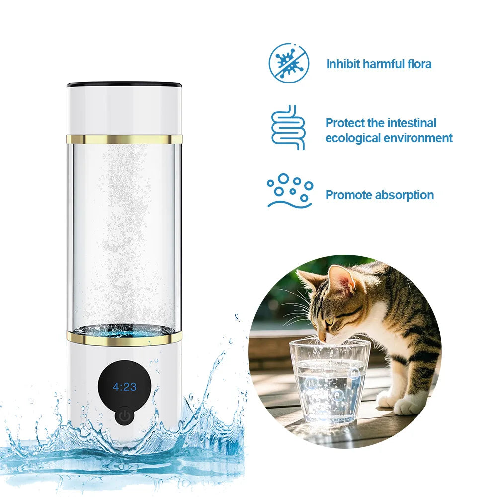 Suyzeko OEM Rechargeable 390ml SPE PEM Technology Hydrogen Water Generator Anti Oxidant Hydrogen Rich Water Bottle