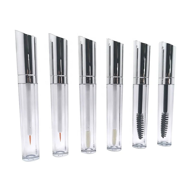 Lip Gloss Wand Tube 3ML UV Silver Oblique Lid Hot Sale Empty Makeup Liquid Lipstick Mascara Eyelash Eyeliner Packaging Container
