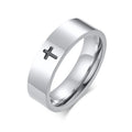 Bague Homme Stainless Steel Minimalist Unisex Women Mens Christian Holy Cross Ring Band