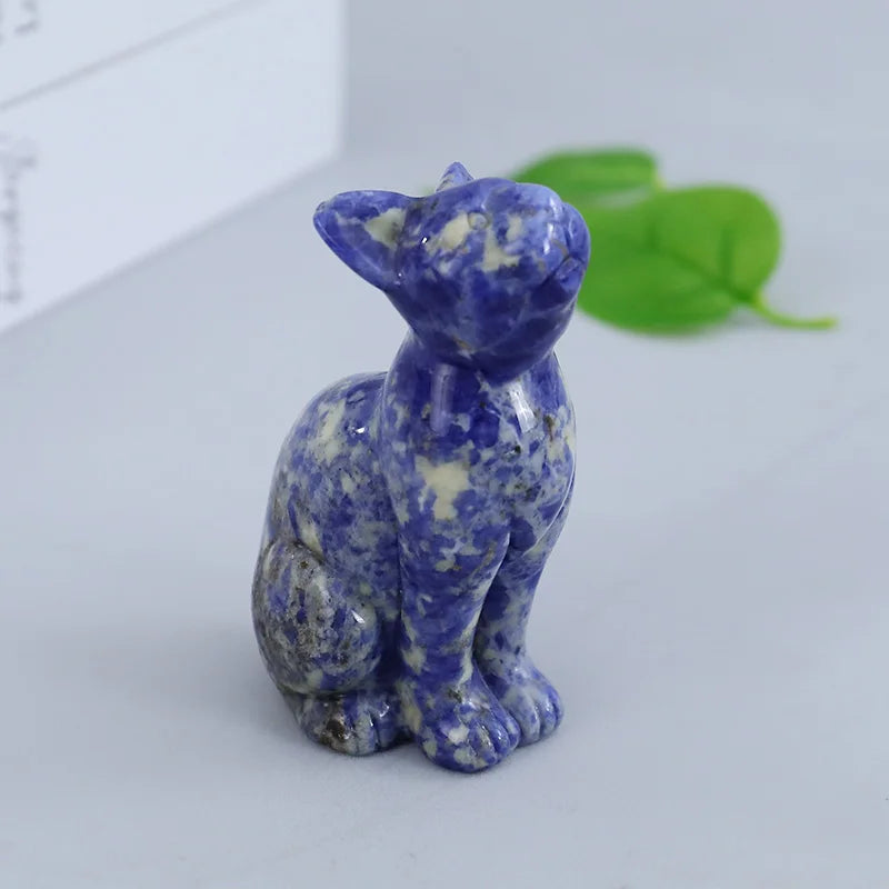 Natural Crystal Egyptian Cat Animal Figurine 3 Inch Hand Engraved Gemstone Religious Sculpture Yuchenglin Brand Fashion Trend