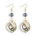 2026 New Design 18K Gold Plated Natural Shell Hook Earrings Trendy Hawaiian Black Pearl Jewelry for Women