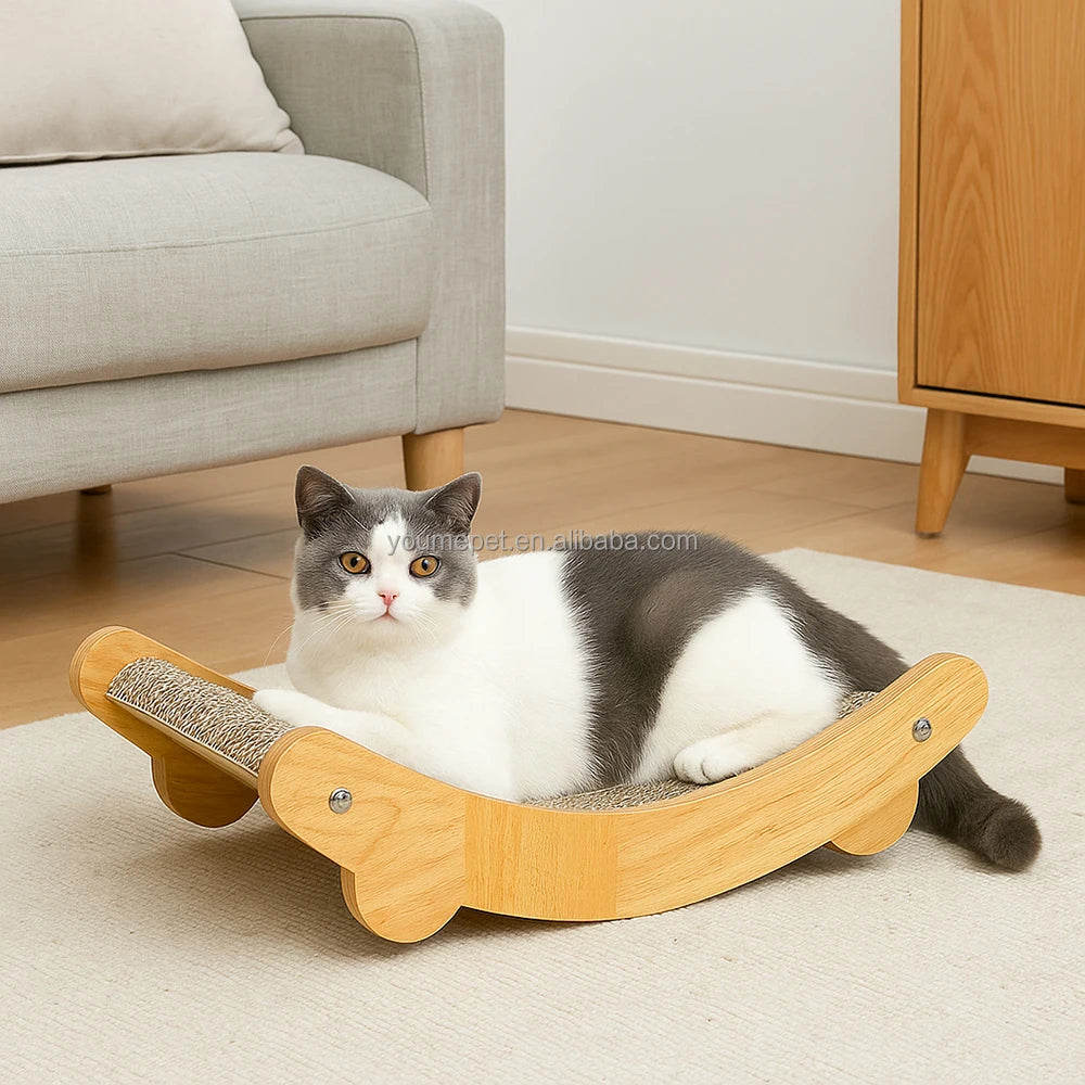 YOUME Lounge Chair Cat Scratcher Eco-Friendly Cat Furniture with Multiple Fabric Options for Scratching and Resting